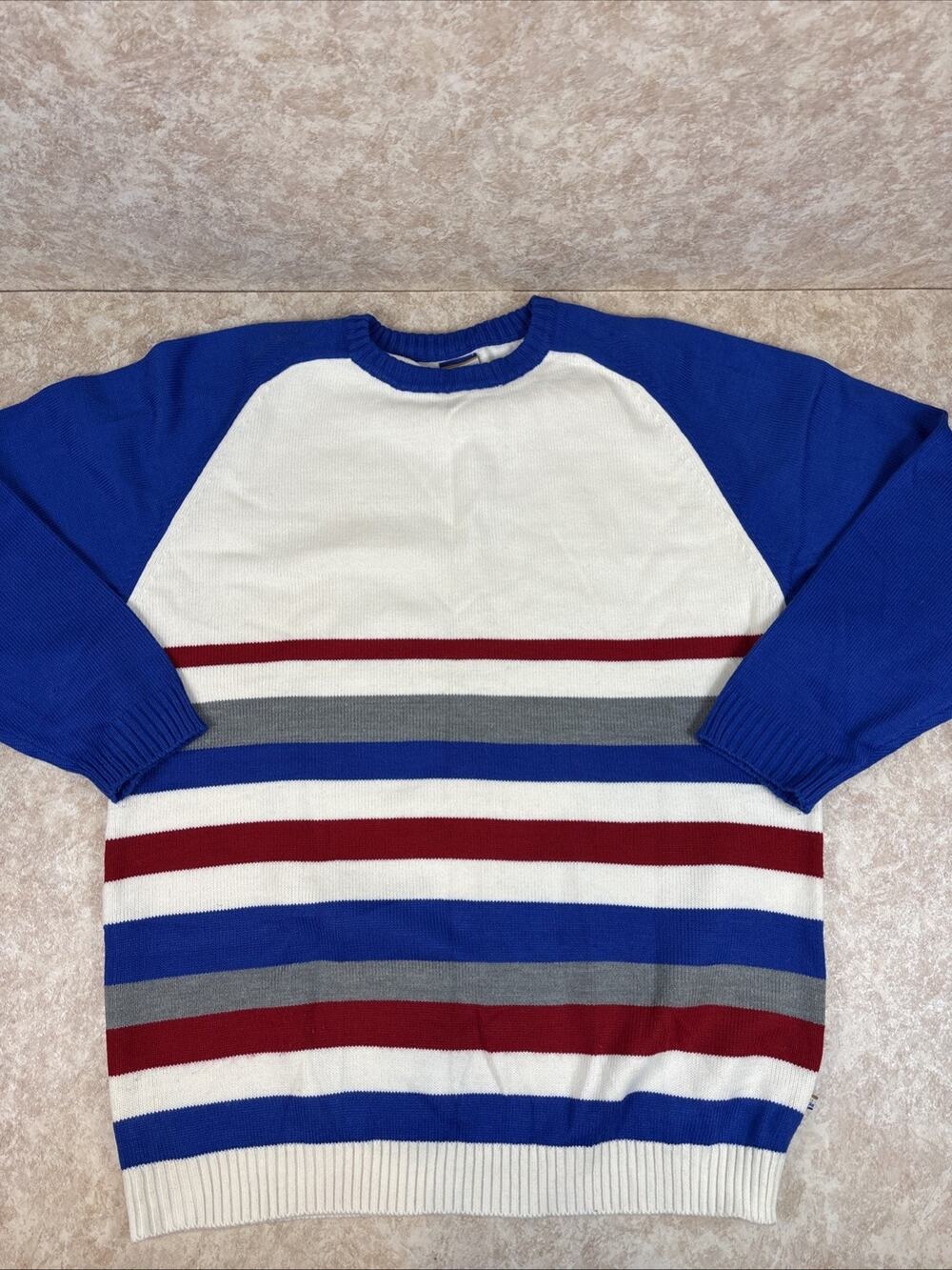 Vtg PJ Mark Sweater Men's 2XL Knit Striped Crew Neck 80s 90s Retro JJT